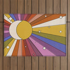 The Sun and the Moon - retro abstract Outdoor Rug Gallery Image 1