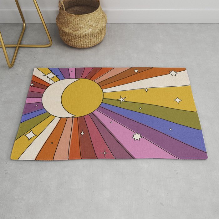 The Sun and the Moon - retro abstract Rug Gallery Image 1