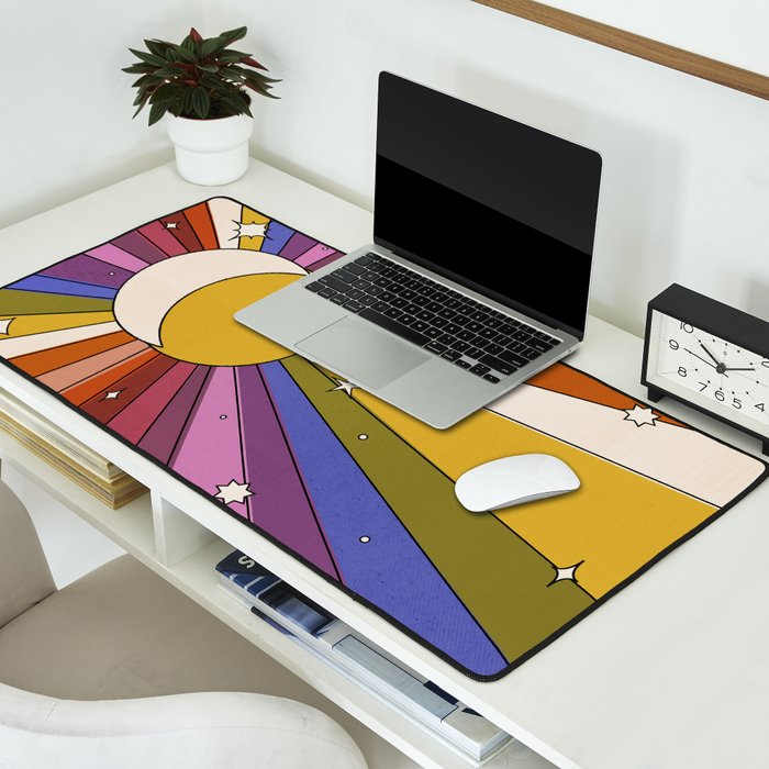 The Sun and the Moon - retro abstract Desk Mat Gallery Image 2