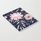 Modern, Boho, Floral Prints, Navy and Pink Notebook Gallery Image 2