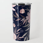 Modern, Boho, Floral Prints, Navy and Pink Travel Mug Gallery Image 1
