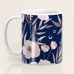 Modern, Boho, Floral Prints, Navy and Pink Coffee Mug Gallery Image 3