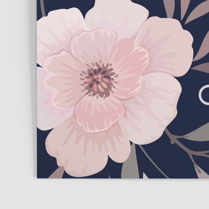 Modern, Boho, Floral Prints, Navy and Pink Poster Gallery Image 3