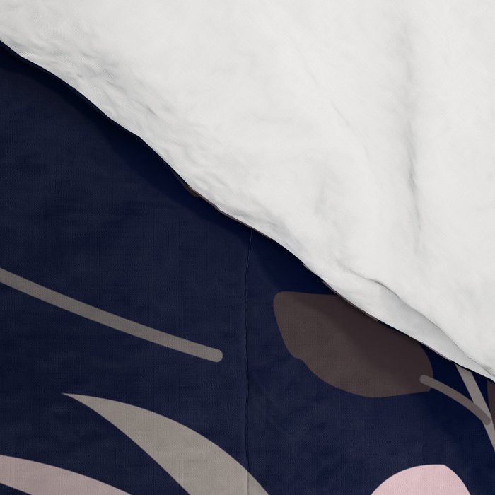 Modern, Boho, Floral Prints, Navy and Pink Comforter Gallery Image 4