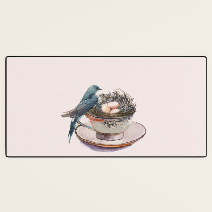 Bird nest in a teacup Desk Mat Gallery Image 3