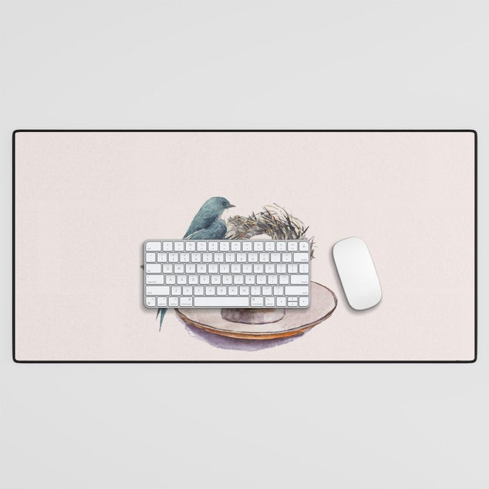 Bird nest in a teacup Desk Mat Gallery Image 1