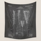 Lacrosse Stick Patent - Lacrosse Player Art - Black Chalkboard Wall Tapestry Gallery Image 4