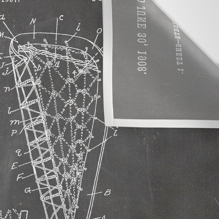 Lacrosse Stick Patent - Lacrosse Player Art - Black Chalkboard Wall Tapestry Gallery Image 3