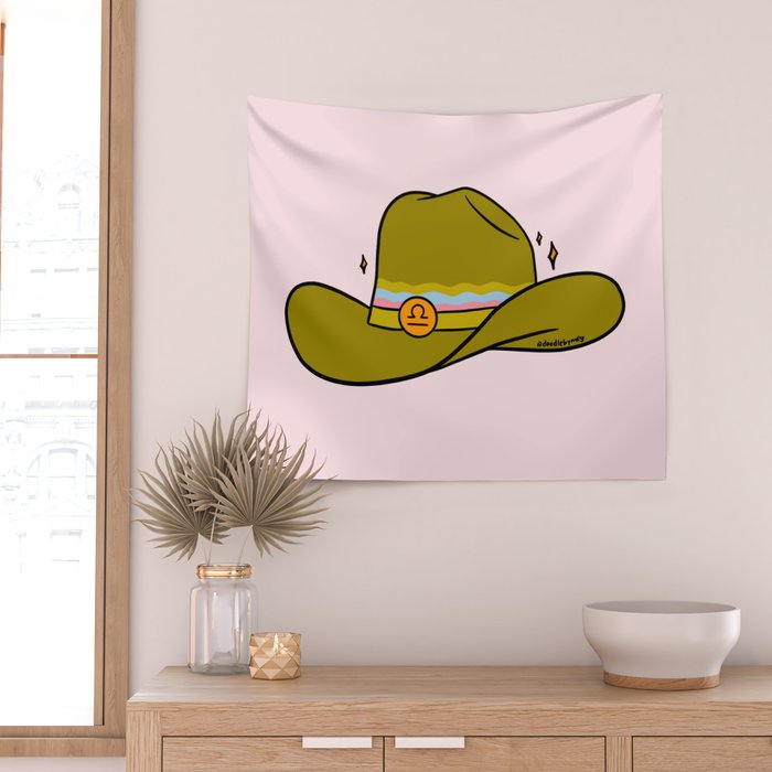 Libra Cowboy Hat Wall Tapestry Gallery Image 2