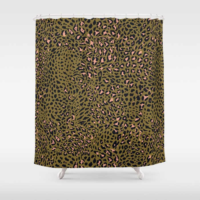 Leopard Spots Olive Shower Curtain Gallery Image 1