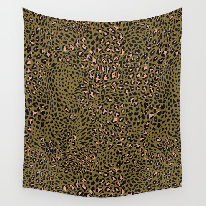 Leopard Spots Olive Wall Tapestry Gallery Image 1