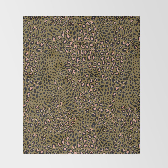 Leopard Spots Olive Throw Blanket Gallery Image 2