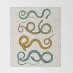 Albertus Seba Snakes Illustration Teal And Yellow Scales Throw Blanket Gallery Image 2