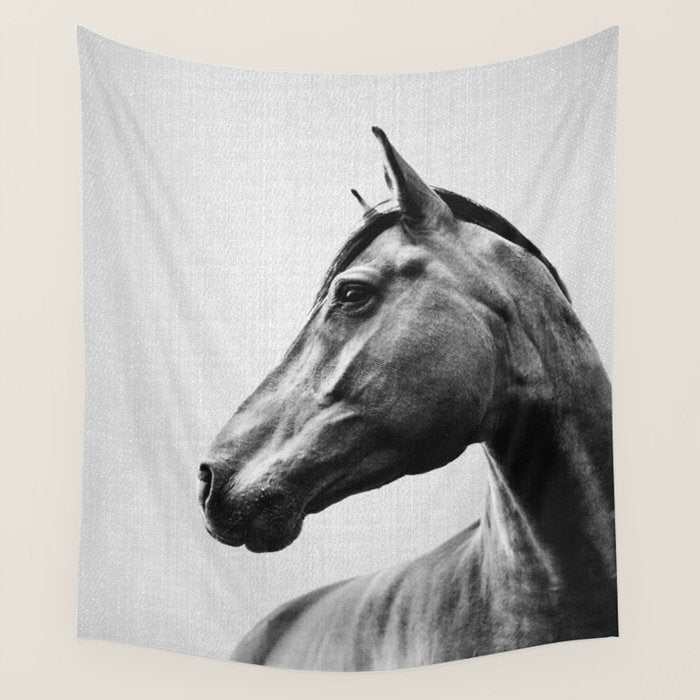 Horses - Black & White 2 Wall Tapestry Gallery Image 4