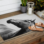 Horses - Black & White 2 Outdoor Rug Gallery Image 2