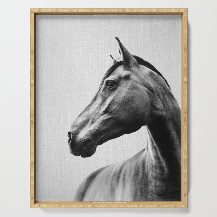 Horses - Black & White 2 Serving Tray Gallery Image 1