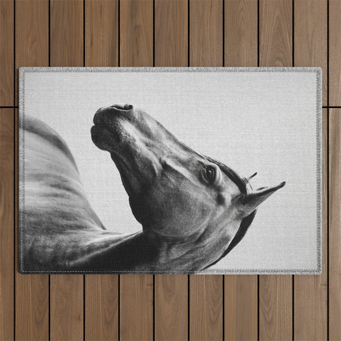 Horses - Black & White 2 Outdoor Rug Gallery Image 1