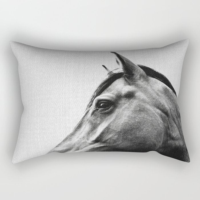 Horses - Black & White 2 Rectangular Pillow Gallery Image 2