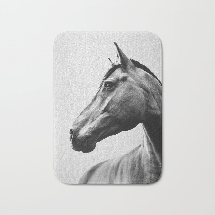 Horses - Black & White 2 Bath Mat Gallery Image 1