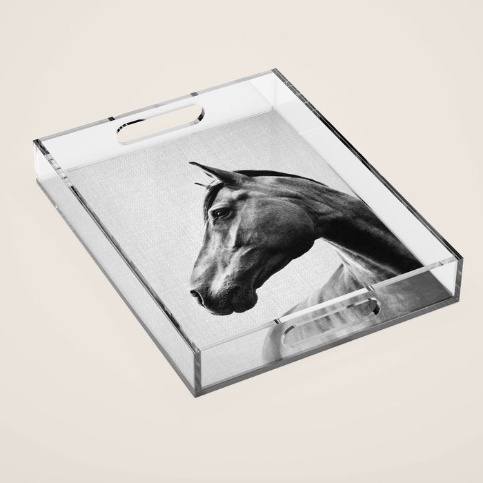 Horses - Black & White 2 Acrylic Tray Gallery Image 1