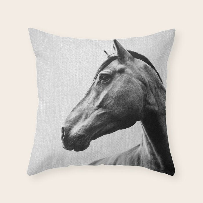 Horses - Black & White 2 Throw Pillow Gallery Image 6