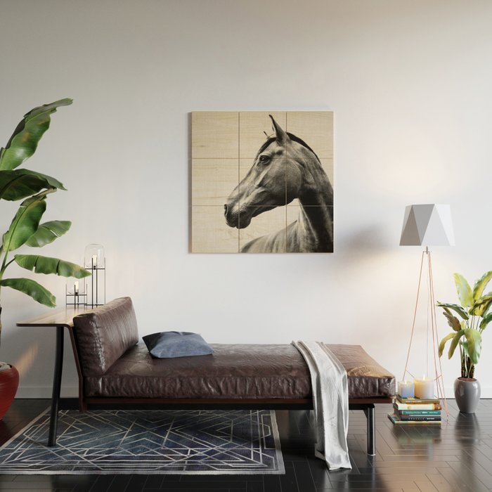Horses - Black & White 2 Wood Wall Art Gallery Image 2