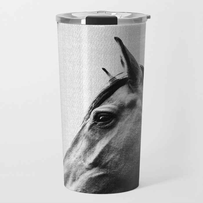 Horses - Black & White 2 Travel Mug Gallery Image 1