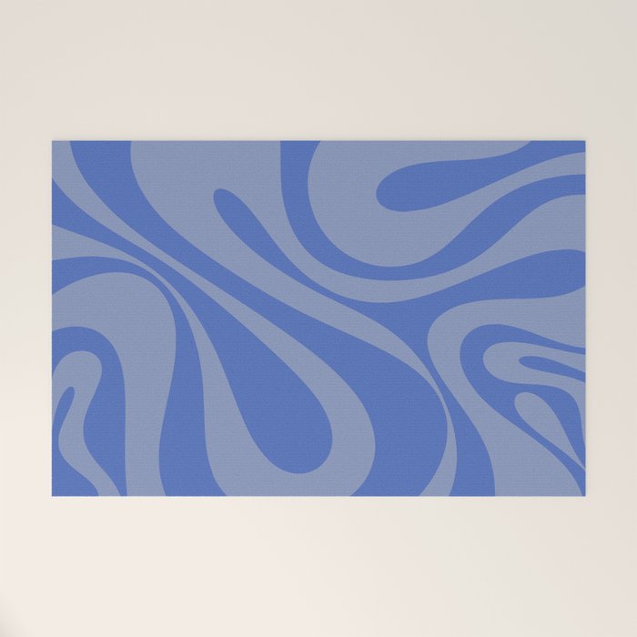 Mod Swirl Retro Abstract Pattern Blue Welcome Mat Gallery Image 1