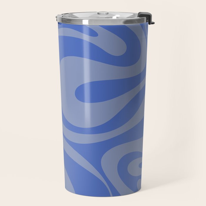 Mod Swirl Retro Abstract Pattern Blue Travel Mug Gallery Image 2