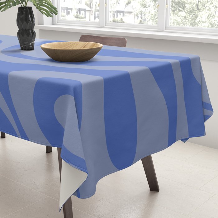 Mod Swirl Retro Abstract Pattern Blue Tablecloth Gallery Image 3