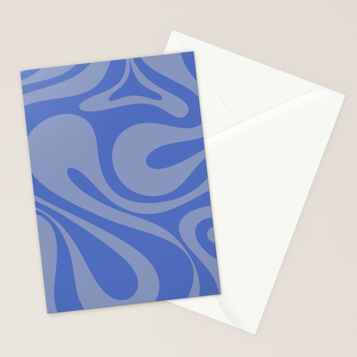Mod Swirl Retro Abstract Pattern Blue Stationery Card Gallery Image 2