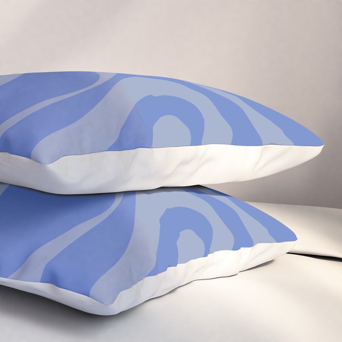 Mod Swirl Retro Abstract Pattern Blue Pillow Sham Gallery Image 3