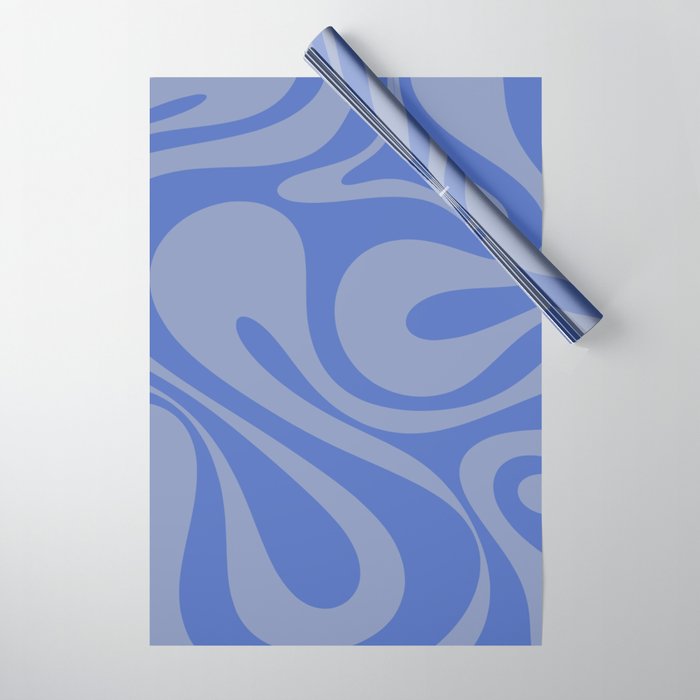 Mod Swirl Retro Abstract Pattern Blue Wrapping Paper Gallery Image 1