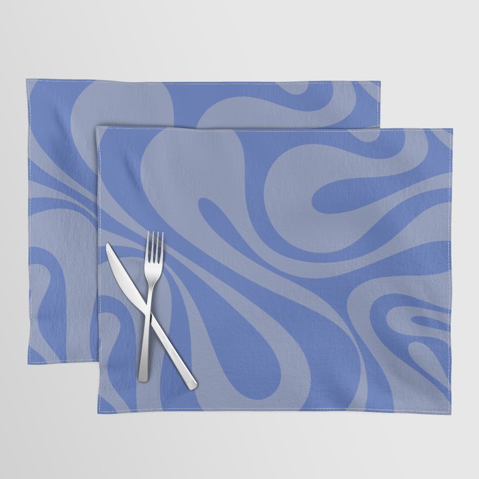 Mod Swirl Retro Abstract Pattern Blue Placemat Gallery Image 1