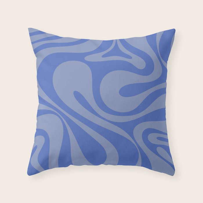 Mod Swirl Retro Abstract Pattern Blue Throw Pillow Gallery Image 1