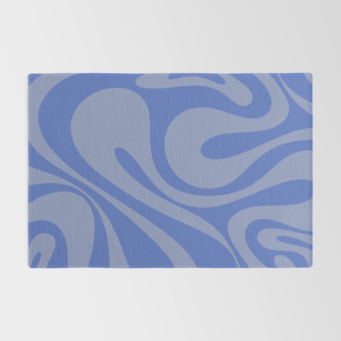 Mod Swirl Retro Abstract Pattern Blue Rug Gallery Image 2