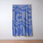 Mod Swirl Retro Abstract Pattern Blue Window Curtain Gallery Image 3