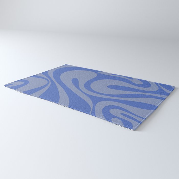 Mod Swirl Retro Abstract Pattern Blue Rug Gallery Image 3