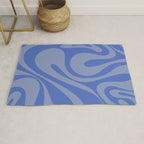 Mod Swirl Retro Abstract Pattern Blue Rug Gallery Image 1