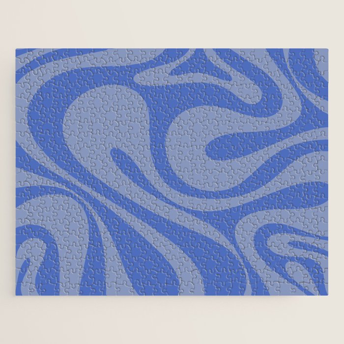 Mod Swirl Retro Abstract Pattern Blue Jigsaw Puzzle Gallery Image 1