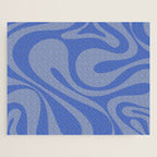 Mod Swirl Retro Abstract Pattern Blue Jigsaw Puzzle Gallery Image 1