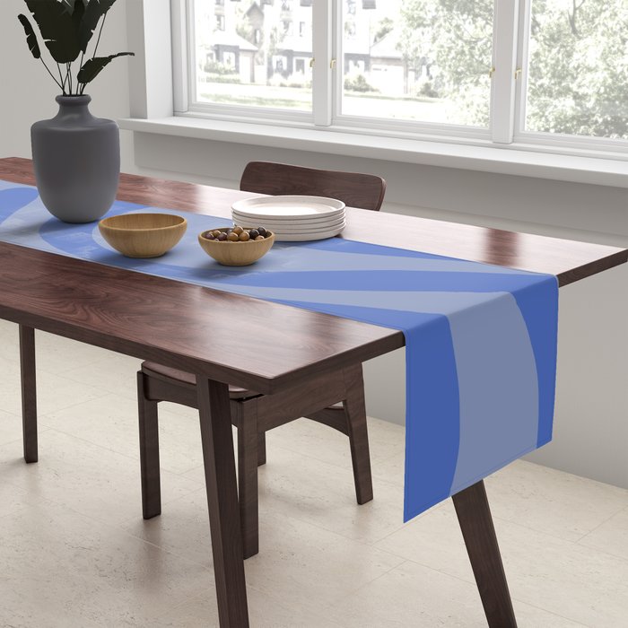 Mod Swirl Retro Abstract Pattern Blue Table Runner Gallery Image 2