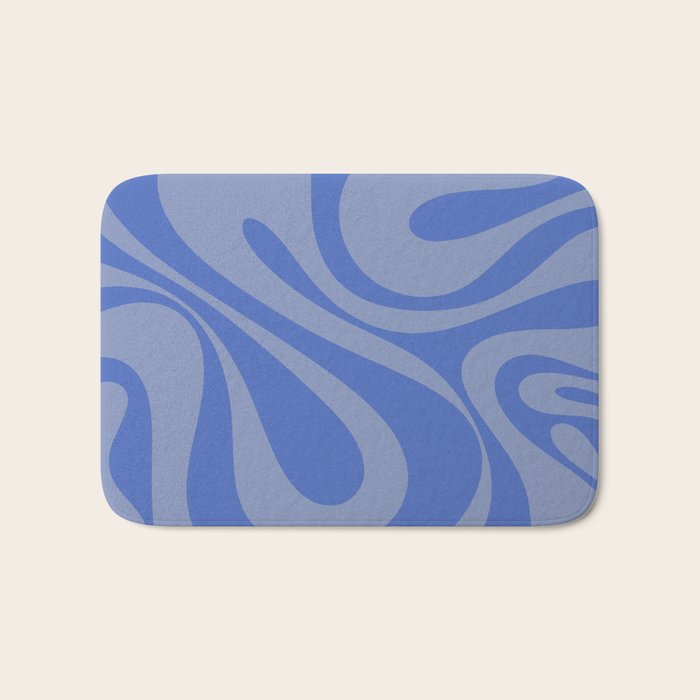 Mod Swirl Retro Abstract Pattern Blue Bath Mat Gallery Image 1