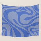 Mod Swirl Retro Abstract Pattern Blue Wall Tapestry Gallery Image 4