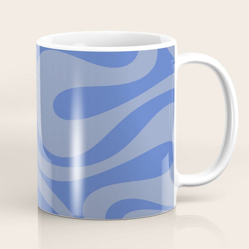 Mod Swirl Retro Abstract Pattern Blue Coffee Mug Gallery Image 1