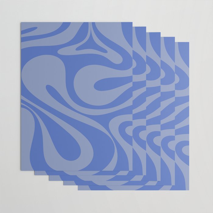 Mod Swirl Retro Abstract Pattern Blue Wrapping Paper Gallery Image 3