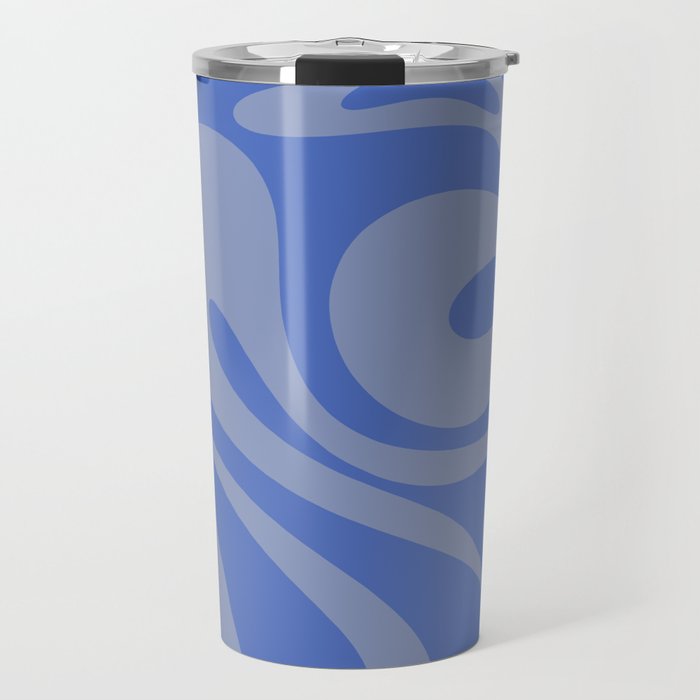 Mod Swirl Retro Abstract Pattern Blue Travel Mug Gallery Image 1