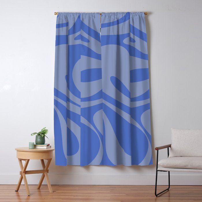 Mod Swirl Retro Abstract Pattern Blue Window Curtain Gallery Image 1