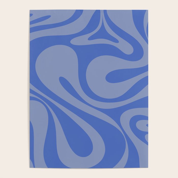 Mod Swirl Retro Abstract Pattern Blue Poster Gallery Image 1