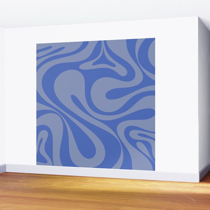 Mod Swirl Retro Abstract Pattern Blue Wall Mural Gallery Image 2
